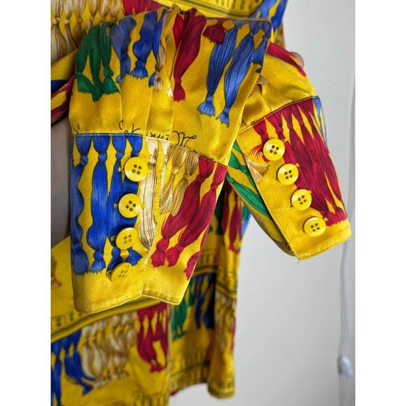 Vintage Carlisle 100% Silk Mock Neck Long Sleeve Blouse Funky 80s Retro Dopamine - Picture 3 of 7